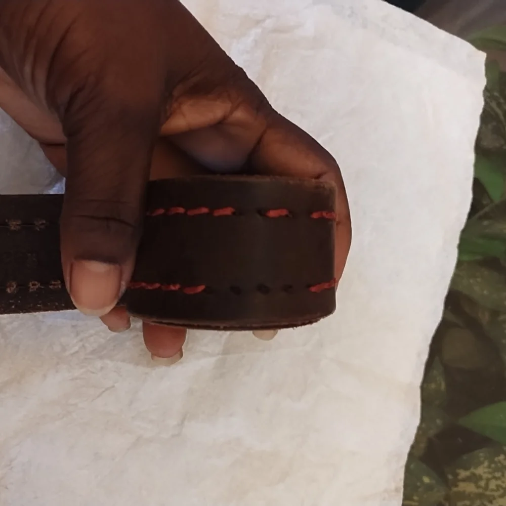 Banana Republic Genuine Leather Brown Belt with Red Stitching 44 Inches Long‎